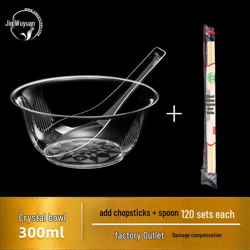 Disposable Plastic Crystal Bowl Cutlery Set