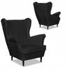 Bella Scandinavian Family Meble Wing Chair, Black Velvet, Pleasant, Nice