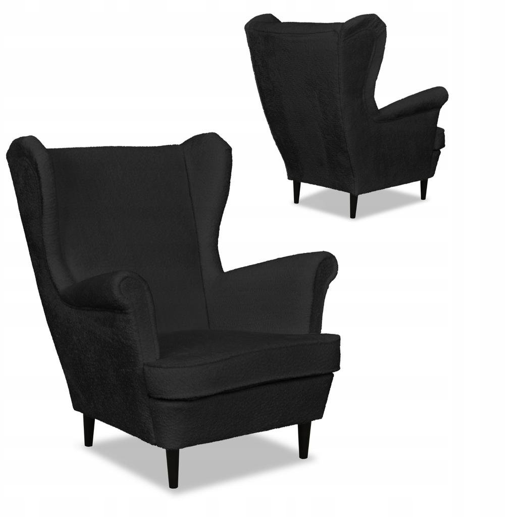 Bella Scandinavian Family Meble Wing Chair, Black Velvet, Pleasant, Nice