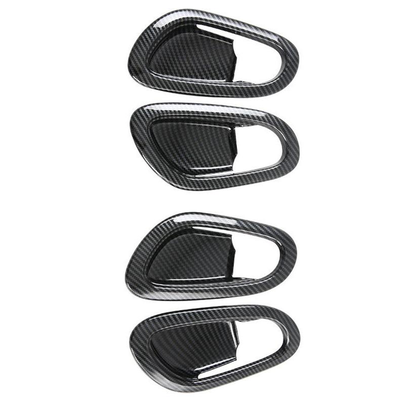 4pcs For Nissan Navara NP300 2017- Carbon Fibre Car Inner Door Handle Bowl Protector Frame Cover Trim Sticker Accessories