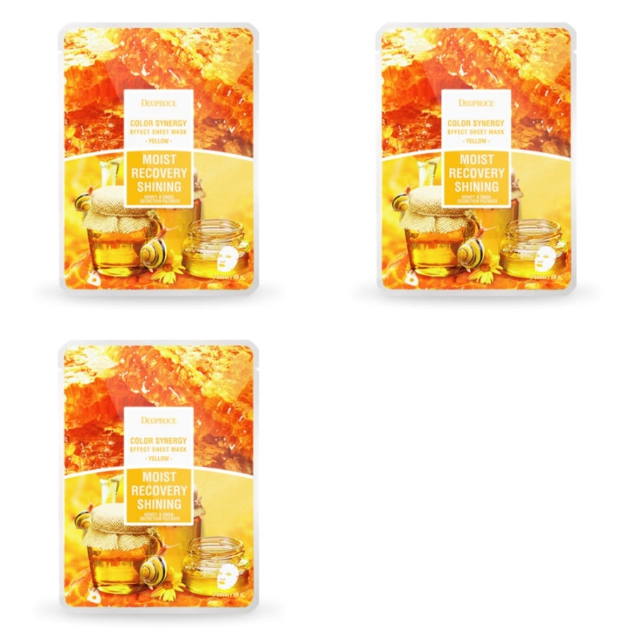 Deoproce Maschera in fogli effetto sinergico colore giallo miele e lumaca 20g*5ea/10ea/15ea/20ea