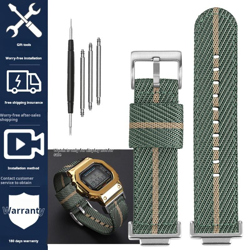 16mm Nylon Strap for Casio DW5600 GWM5610 GA110 GA2100 GA-700 Men's Outdoor Sports Watch Band Modified Metal Adapter Accessories