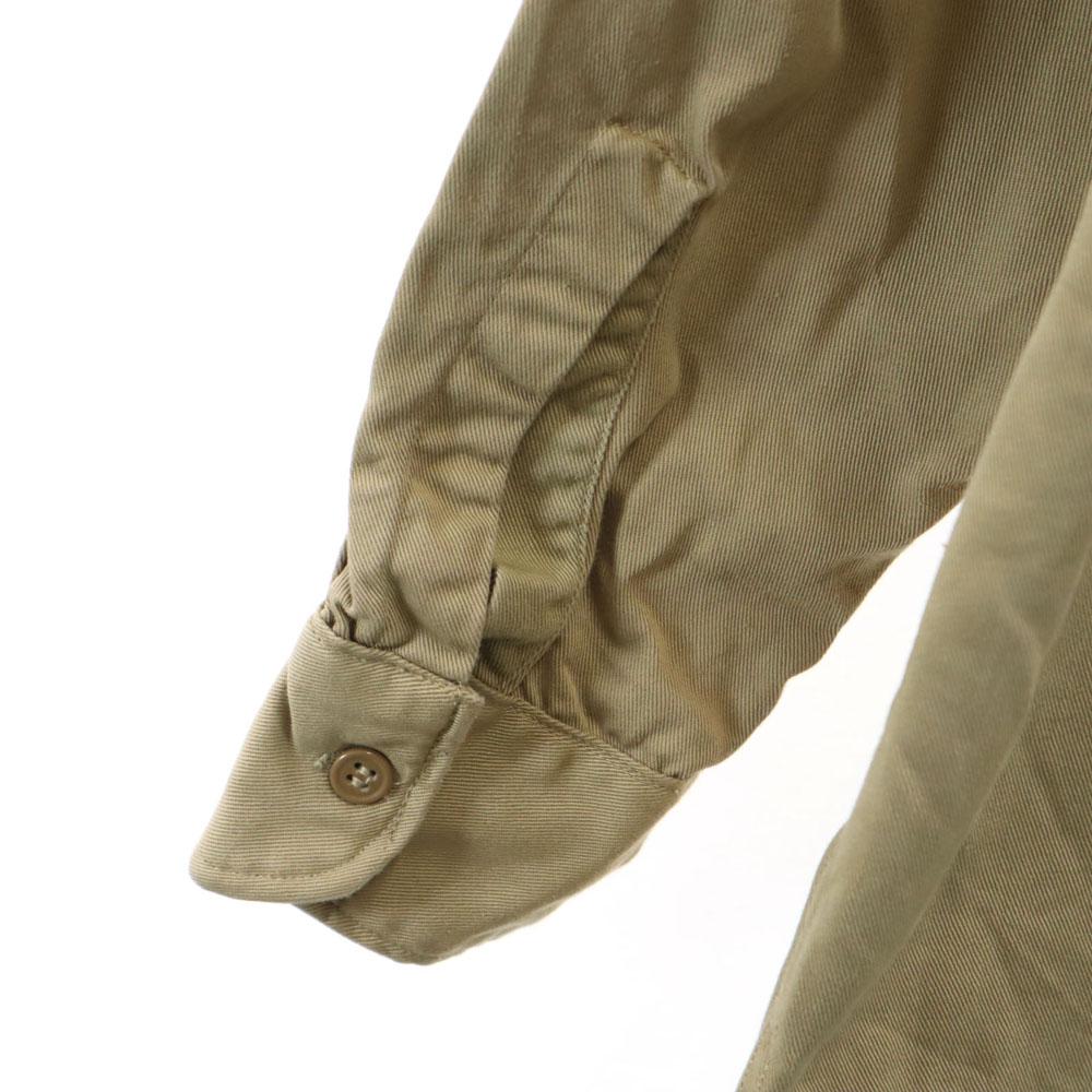 US ARMY 40s vintage Long sleeve Cotton shirt 14 1/2 Gusseted Military Men's Used