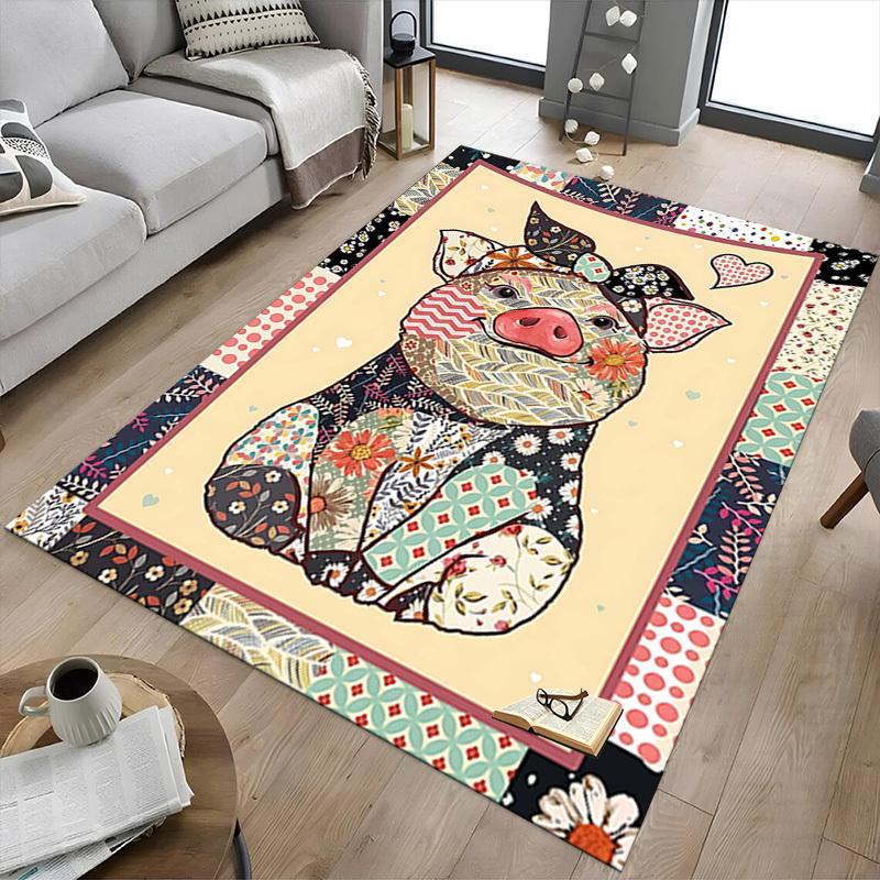 1PC Piggy Pattern Non-Slip Floor carpet, Office, family, bedroom, Studio - Large Area Rug, Decorative Mat, Longlasting Material-C0441