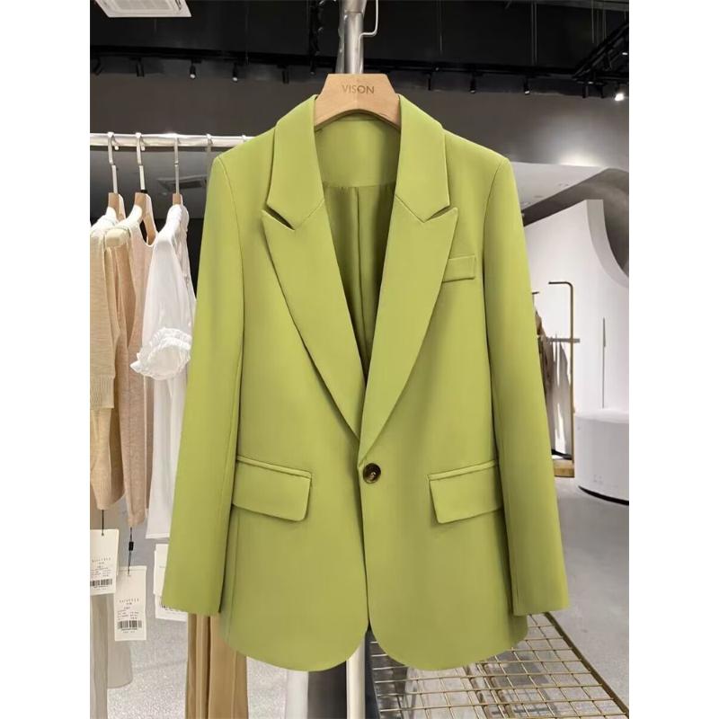 Brown Single-Breasted Blazer Women's Slim Fit Formal Office Classic Solid Color Work Outerwear