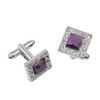 Fashionable square men's shirt cufflinks with rhinestone embellishments, French enamel shirt cufflinks B1159 - White