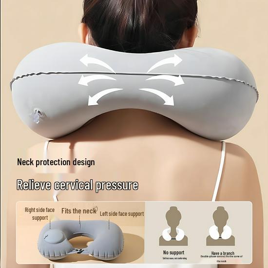 Inflatable U-Shape Travel Neck Pillow - Portable Airplane, Train, Car Support Pillow