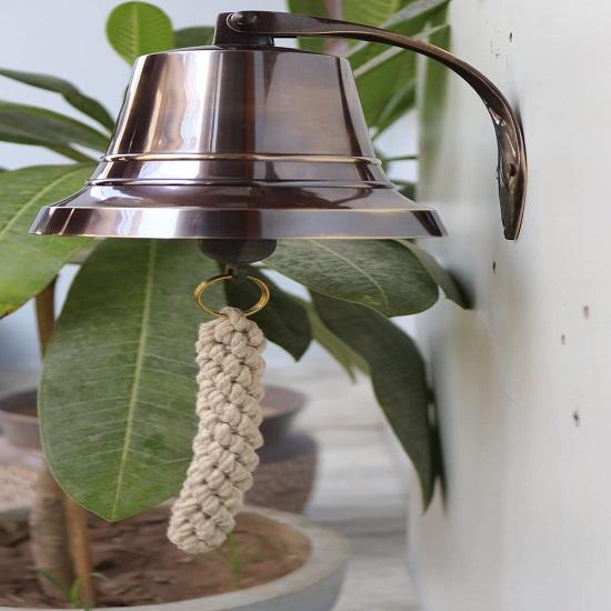 

Solid Brass Wall-Mounted Ship Bell - 13.97 CM Bronze Finish, Indoor & Outdoor Use