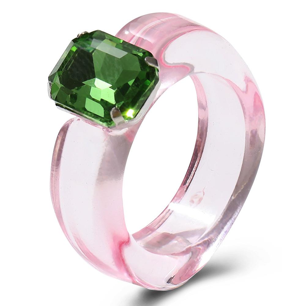 Trendy Geometric Cool Acrylic Girls Jelly Color Resin Rings Fashion Jewelry Transparent Finger Ring