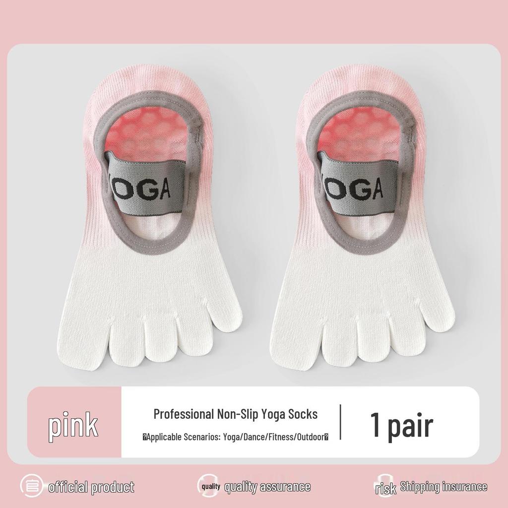 Women's Anti-Slip Yoga & Pilates Five-Toe Socks - Summer Thin, Pure Cotton Toe Separator Boat Socks