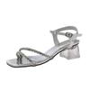 High Heels New Style Shoes Versatile Thick-heeled One-strap Sandals Women's Slippers