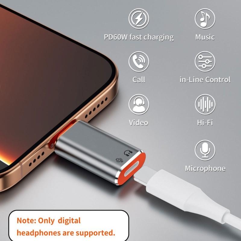 To Type C Adapter Audios Converter For Simultaneous Charging Audios Streaming On Androids Smartphones Devices