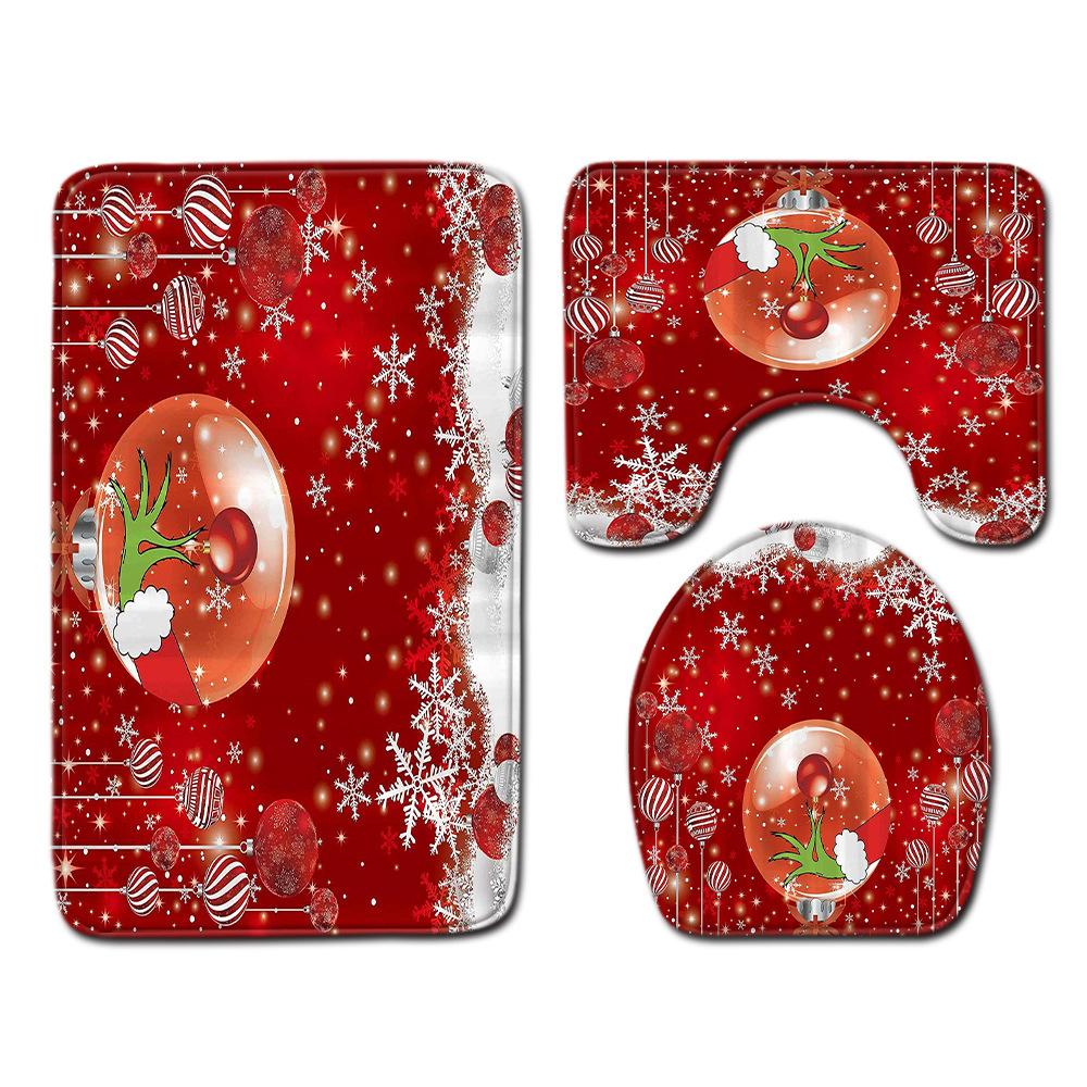 3D Toilet Floor Mat Bathroom Mat Christmas Three-Piece Foot Mat E-Commerce