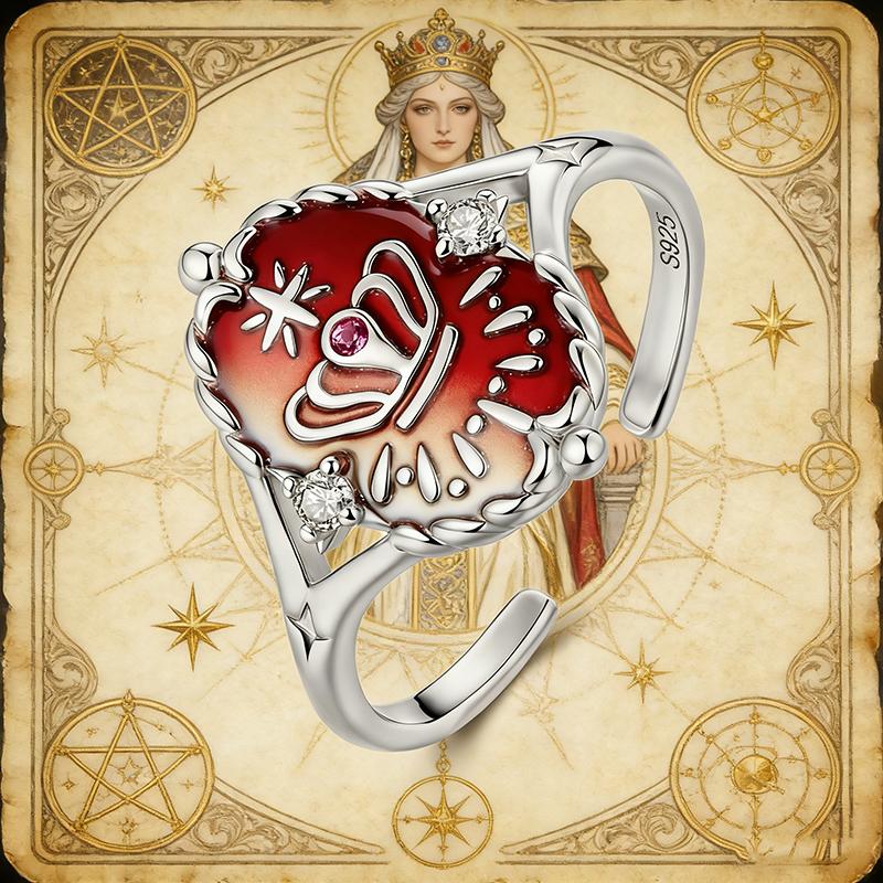 WOSTU 925 Sterling Silver Tarot Card 'The World' Ring For Women S925 Silver Adjustable Rings Mystical Jewelry Tarot Lovers Gift