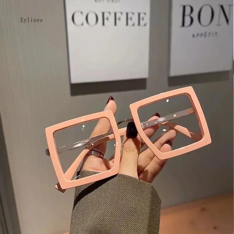 New Oversized Square Anti Blue Light Blocking Glasses High Definition Optical Protect Eyewear Fashion Plain for Men Women