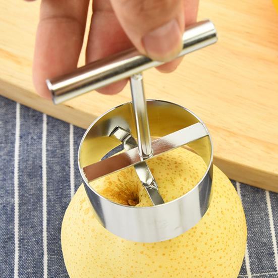 Fruit Core Puller Anti-slip Cozy Grip Food Grade Stainless Steel Fruit Corer Punching Silver Color Peach Pear Core Remover Tool Kitchen Gadgets