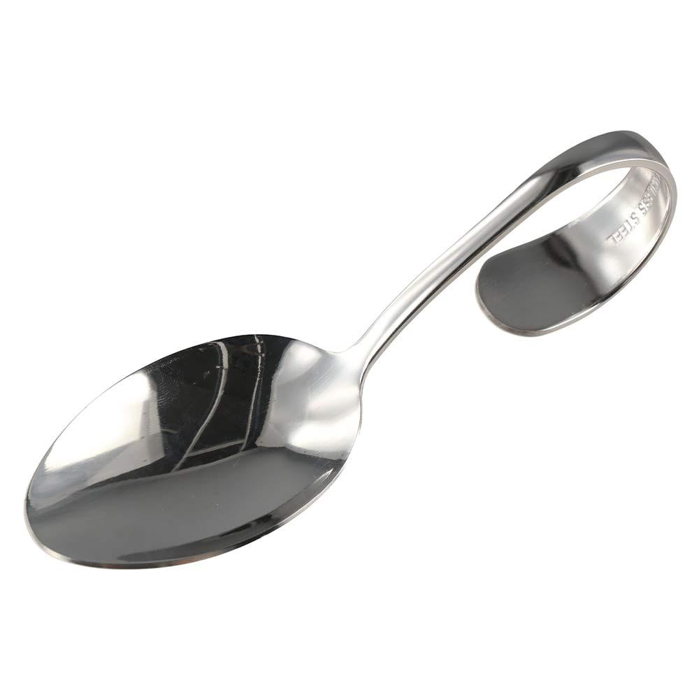 Stainless Steel Curved Handle Spoon Comfortable Grip Serving Spoons Creative Arc Soup Spoon Baby