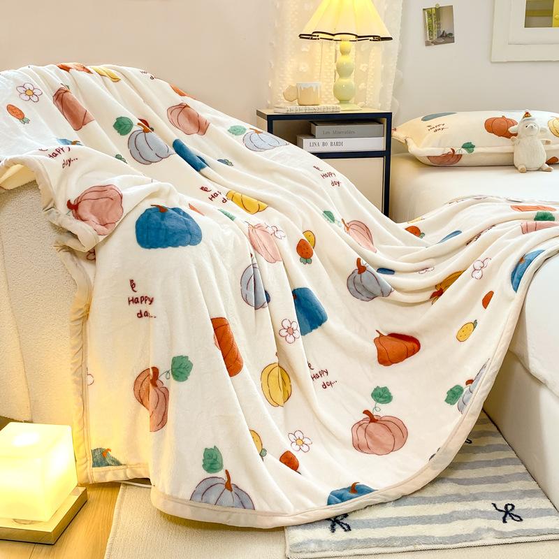 Double-Sided Milk Velvet Printed Blanket Multi-Functional Throw Blanket Non-Shedding Machine Washable Double-Sided Fleece Blanket