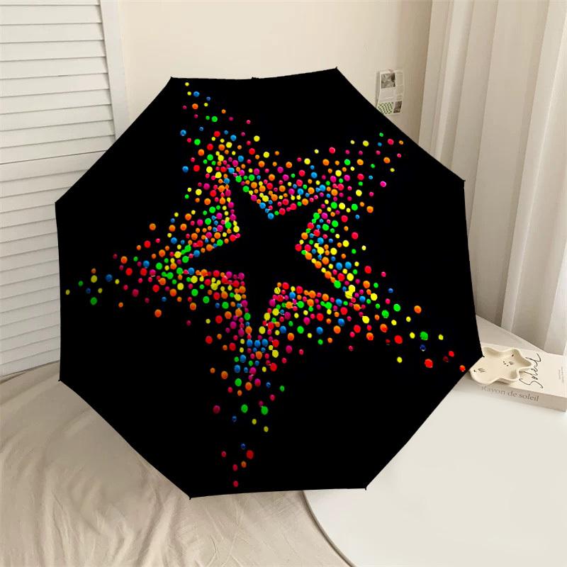 

1PC star colorful Automatic Open/Close Umbrella with Windproof, 8-Rib Sturdy Canopy, Durable Ribs, Fashionable Design1376A