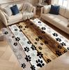 Modern Minimalist Pet Paw Print Wood Grain Rug Non-Slip Indoor Hallway Carpet Soft Stain-Resistant Mat for Entryway Living Room