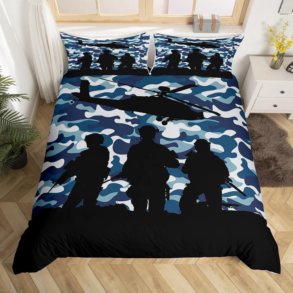 War Themed Air Force Fighter Jets 3D Printed Bedding Set Cozy Duvet Cover King Queen Twin Size Birthday Gift Boy Kid Room Decor
