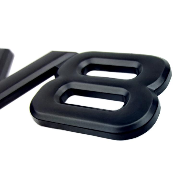 Emblema de Guardabarros de Coche Insignia de Maletero Pegatinas V8 Accesorios Logo V8 Metálico Cromado Negro 3D