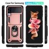 Für Samsung Galaxy Z Flip 4 Flip 3 Hülle ,Mitdd Fingerringhalter Ständer ,Militärischer Standard Ständer Abdeckung Handyhüllen Für Z Flip4