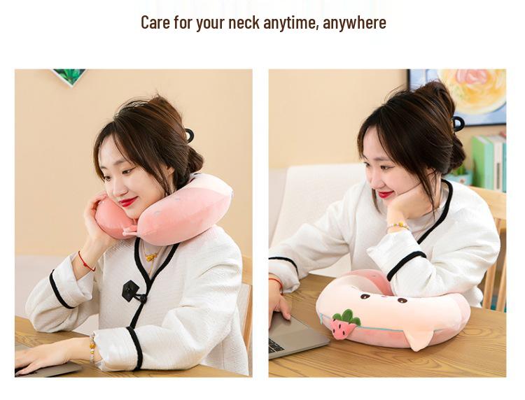 Customizable Cartoon Embroidery U-Shaped Memory Foam Neck Pillow for Travel & Home