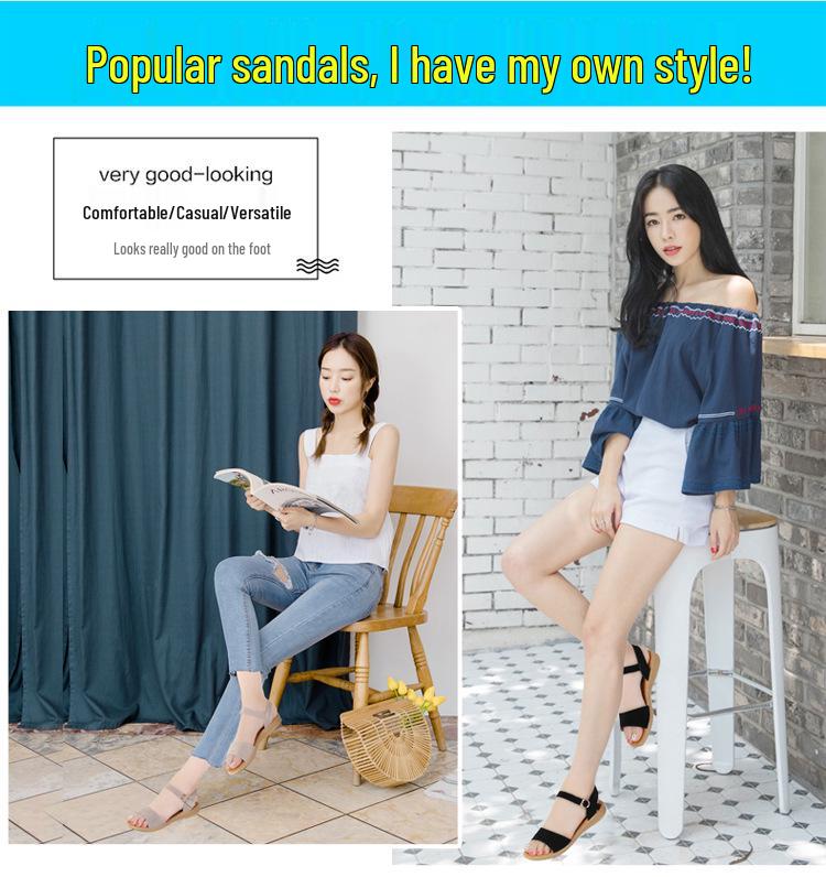 Women's Korean Style Wedge Sandals - Genuine Leather, Non-slip, Suede High Heel Platform, Fashionable Summer Footwear
