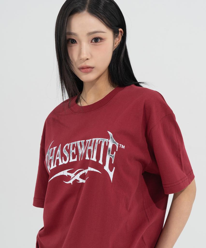 Peijeuhwaiteu [Phase_2] Vintage Chrome Logo Tee_Burgundy / 8802026-St02