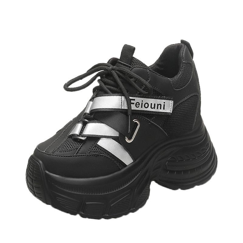 Platform-soled Dad Shoes Women's 2025 Autumn New Mesh Breathable Muffin Shoes Show Small Feet and Increase Height Casual Sports Shoes