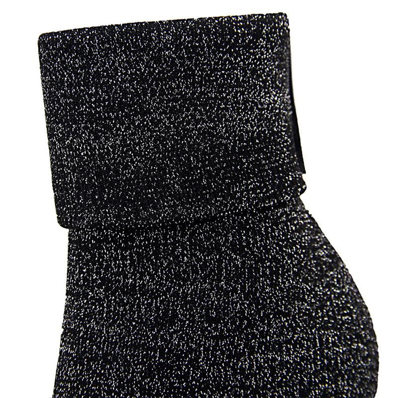 Shoes Women Elastic Sock Boots Metal Block Heel Women Boots Sexy High-heel Boots 2025 New Women Ankle Boots Plus Size 43