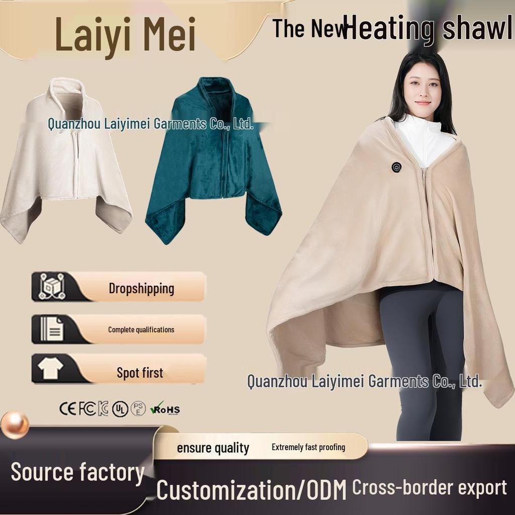 Winter Flannel Heated Shawl: Thick Velvet Electric Blanket for Warmth & Cold Protection