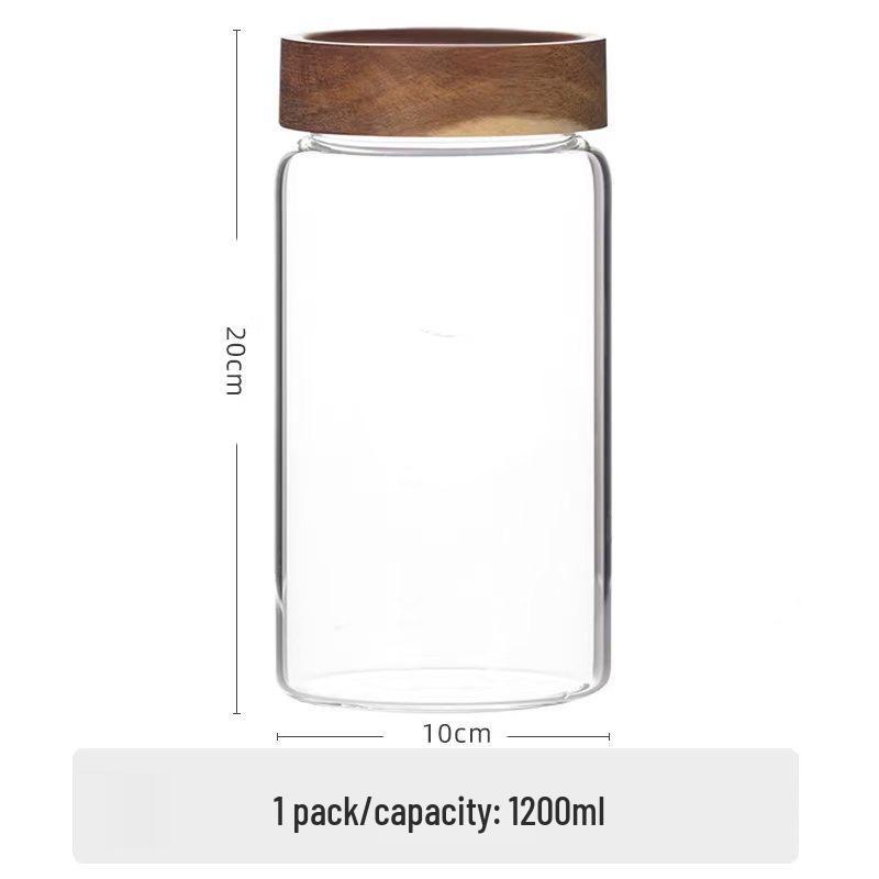 Acacia Wood Lid Airtight Borosilicate Glass Storage Jar for Cereal, Grains, and Coffee Beans