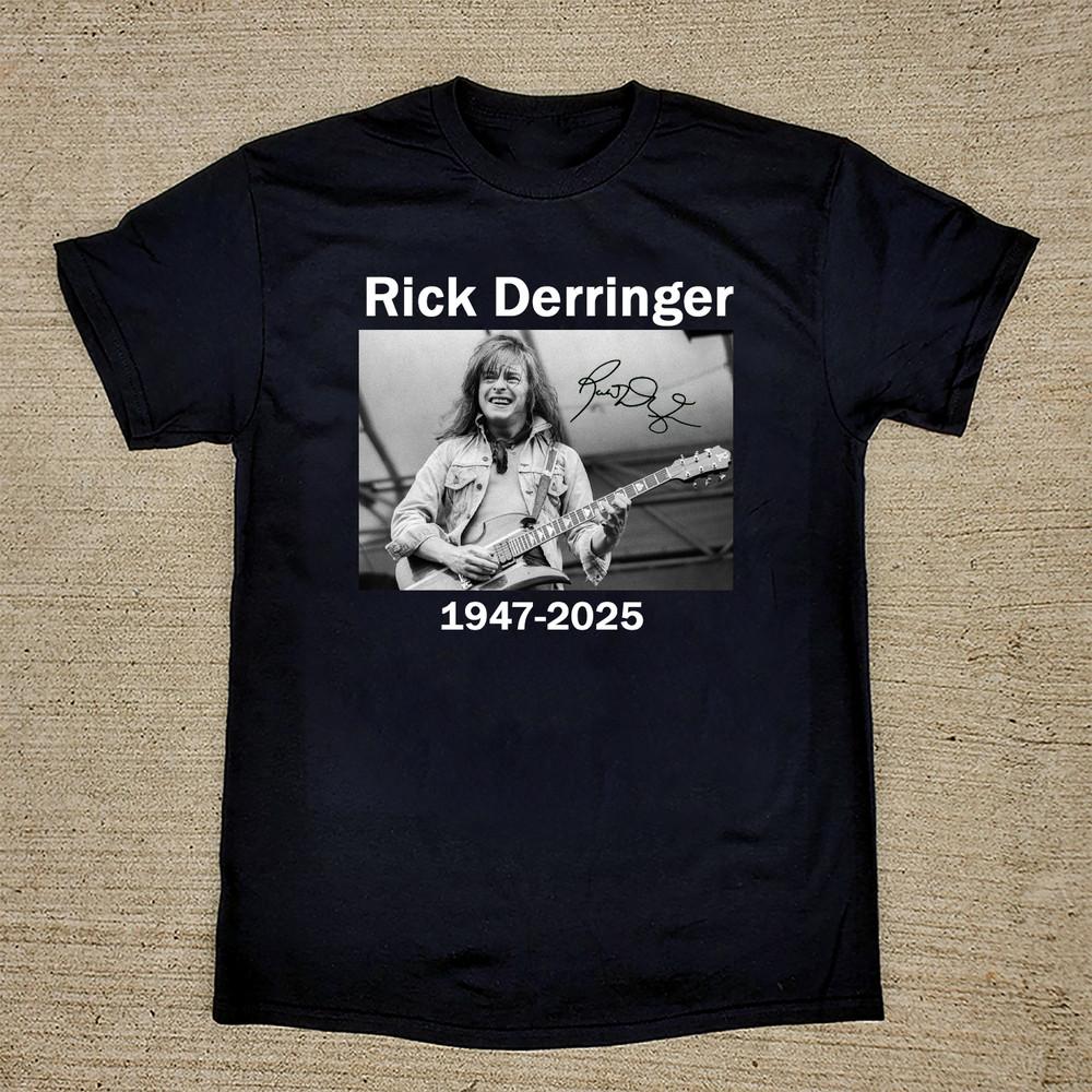RIP Rick Derringer Guitarist 1947-2025 T Shirt Black All Size AL829 Unisex T-Shirt L