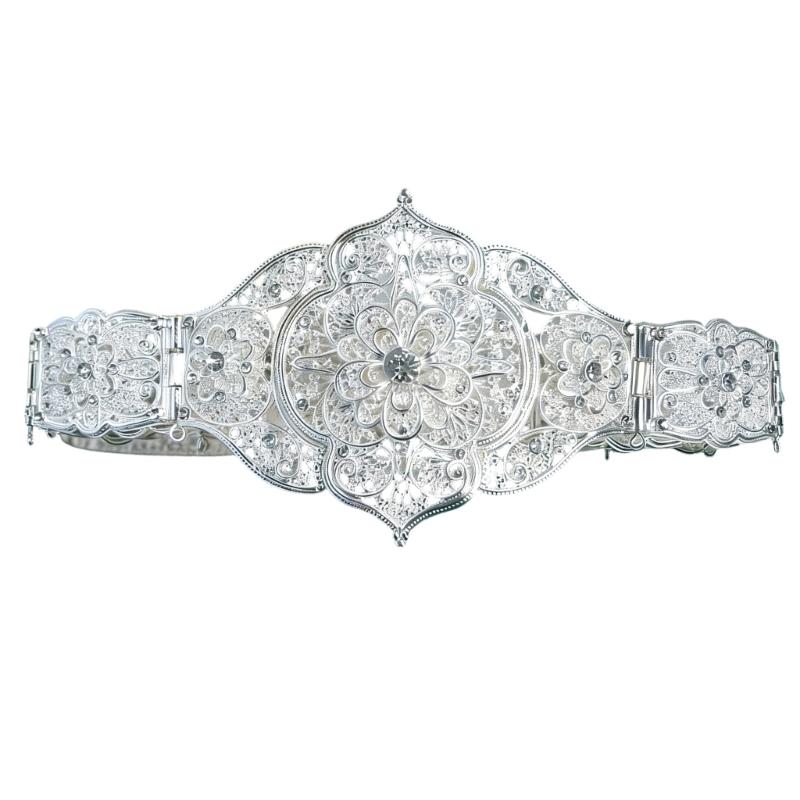 Blingbling Waist Belt Stylish Carved Floral Waist Chain Belt Elaborate Chain Belly Chain for Wedding Waistband серебряный