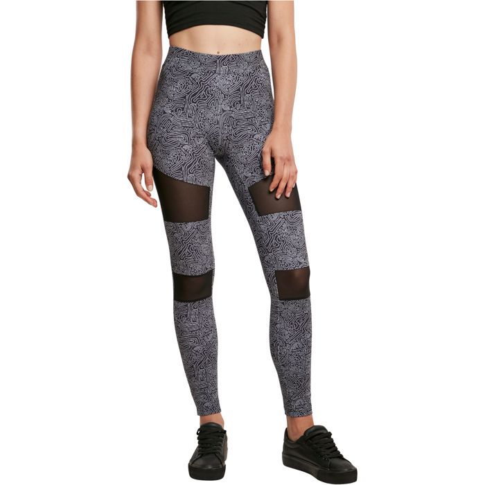 Legging femme - Urban Classics - Tech Mesh AOP - Imprimé fantaisie - Inserts en maille - Confort extensible