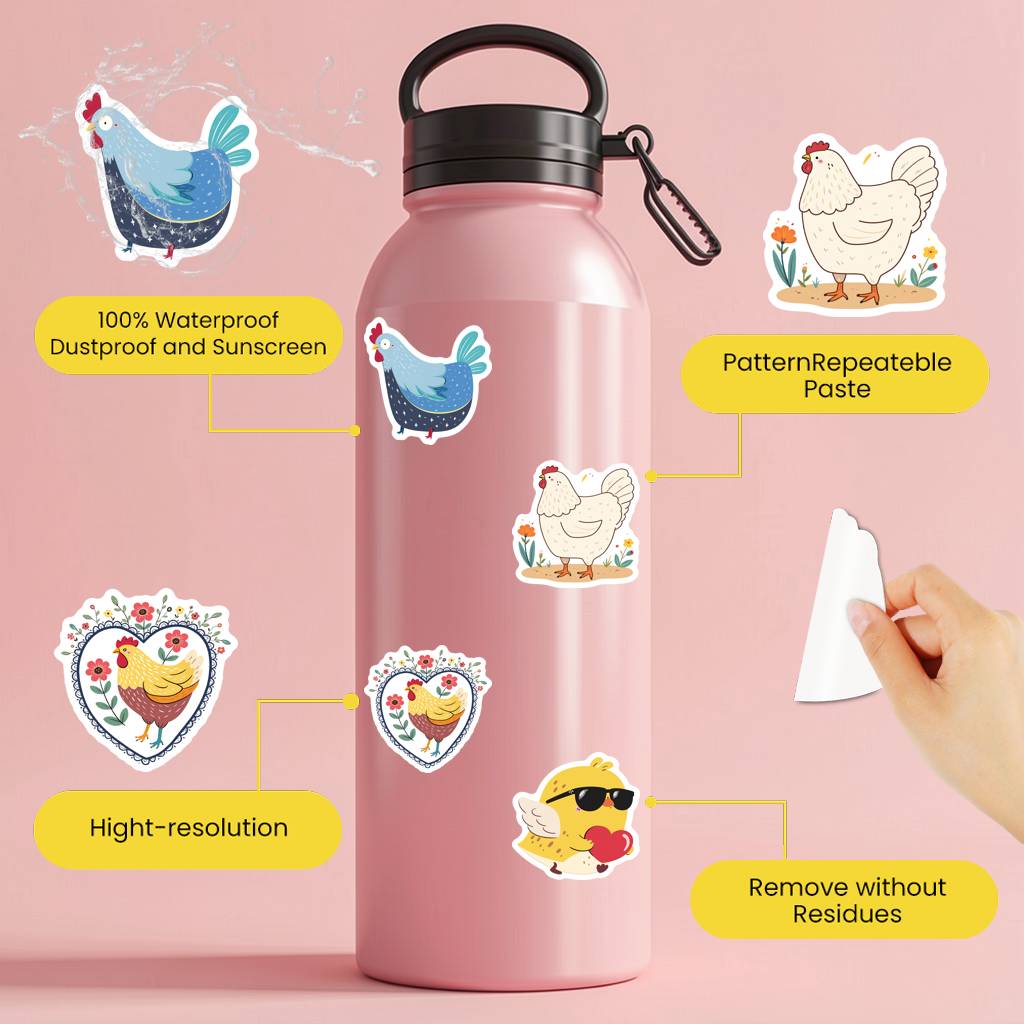 35pcs-50pcs Cartoon Cute Stickers Cute Farm Animals Cartoon Stickers Chicken Stickers For Laptop Motorcycle Luggage Phone DIY