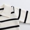 Korean Unisex Kids' Cotton Striped Sweater with Lapel