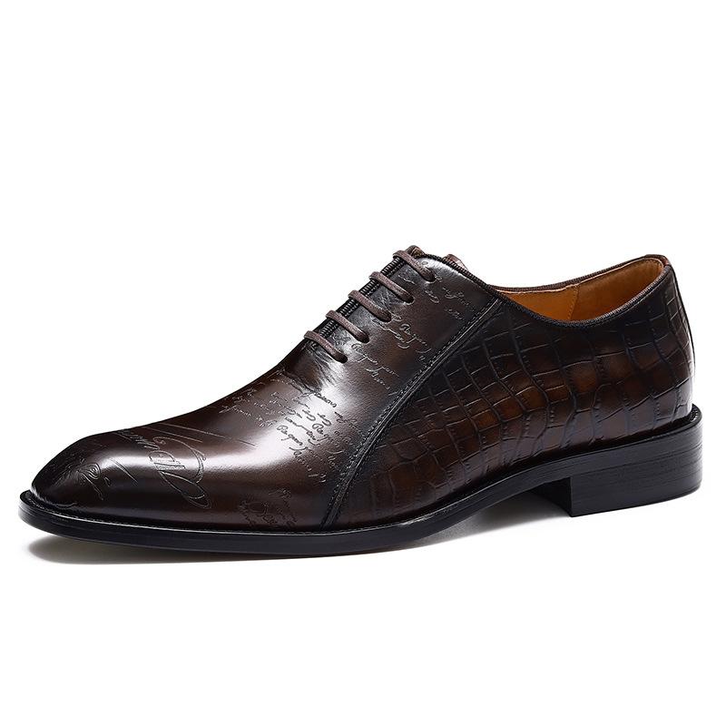 Italian Design Hand Painted Letter Men Wedding Dating Shoes Genuine Leather High Quality Formal Business Dress Shoes