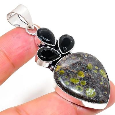 Natural Gogunjula, Spinel Gemstone 925 Sterling Silver Pendant 2.44" t7L51