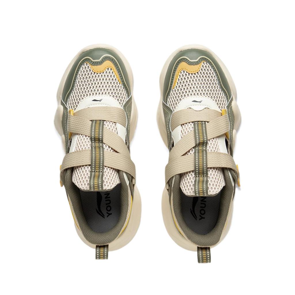 Li Ning Kids Sports Lifestyle Series Synthetic Leather Simple Comfortable Fashion Versatile Breathable Low-Top Casual Shoes YKCV078-1