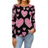 Women's Casual Round Neck Hollow,out Pullover Long Sleeve Valentine's Day Heart Print T,shirt Top