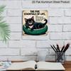 2D Flat -1pc Vintage Aluminum Metal Sign for Outdoor Wall Decoration, Featuring A Retro Tin Style with A Humorous Cat Theme