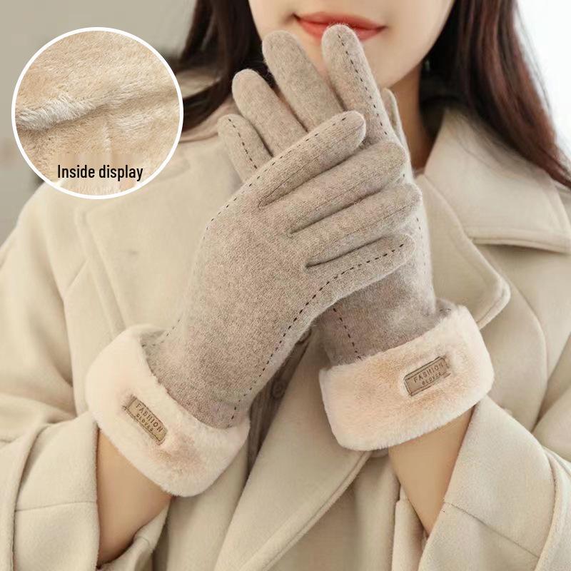 Premium Women's Fleece Touchscreen Gloves - Warm & Stylish for Fall/Winter, Korean Design