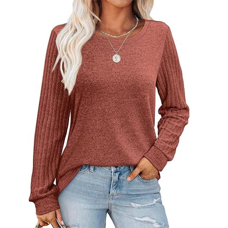 Spring Autumn Women's Solid Color Pullover Long Sleeved Top Versatile Shirt Minimalist Women Pullovers & Long Sleeves Women’s
