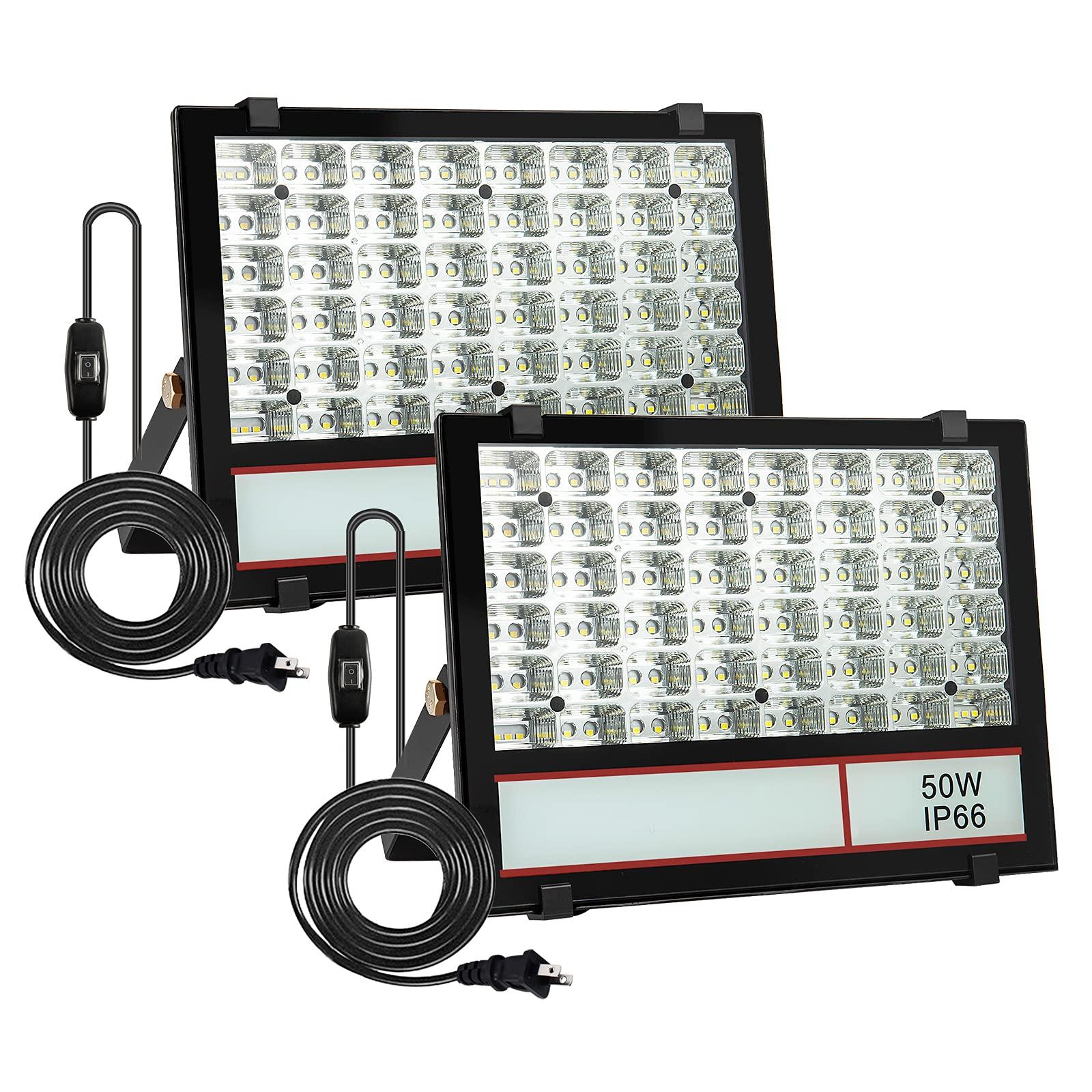 

Durable, lightweight, high-brightness 5000LM 50W LED floodlight, daylight color, increased productivity, 3m power cord with switch, wide-angle