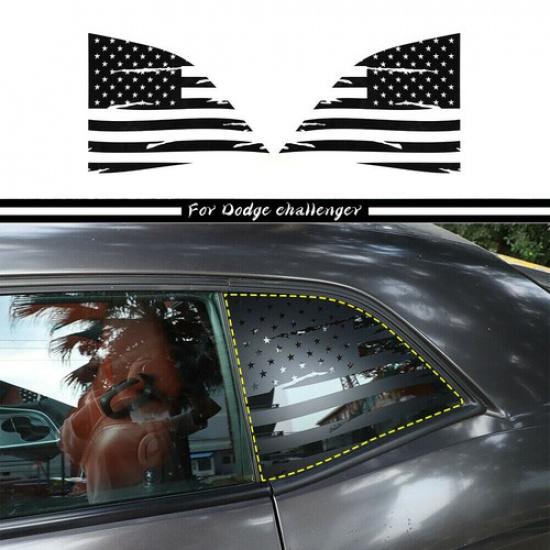 2pcs Rear Window Trim Cover Stickers For Dodge Challenger 2008 up n flag