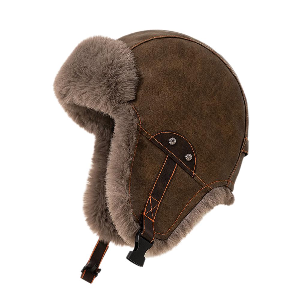 Plush Cold-Proof Ear-Covering Hat Fleece-Lined Thick Windproof Ski Hat Motorcycle Hat Winter
