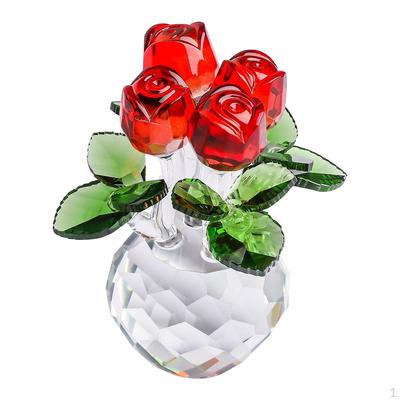 Rose Flower Statue Decoration Tabletop Adornment Collectible Figurine Glass
